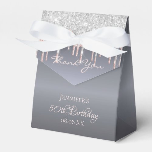 Birthday Party silver glitter rose gold thank you Favor Boxes