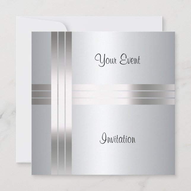 Birthday Party Silver Invitation (Front)