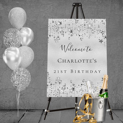 Birthday party silver metrallic stars welcome foam board