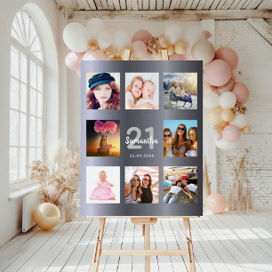 Birthday party silver photo collage foam board