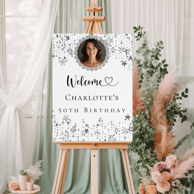 Birthday party silver stars photo diamonds welcome foam board (Creator Uploaded)