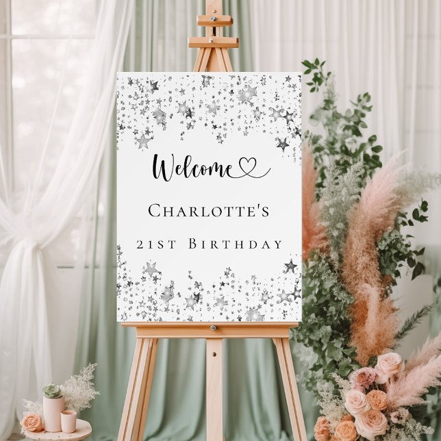 Birthday party silver stars welcome foam board (Creator Uploaded)