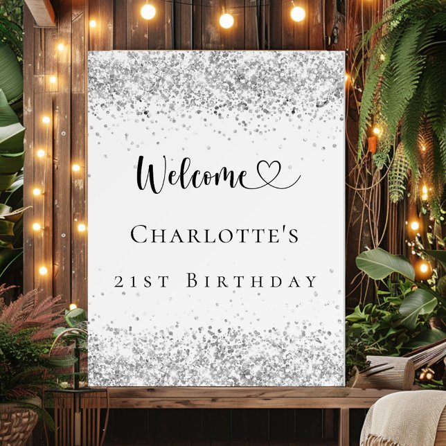 Birthday party silver welcome foam board (Creator Uploaded)