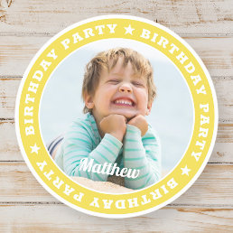 Birthday Party Simple Modern Custom Photo Envelope Classic Round Sticker