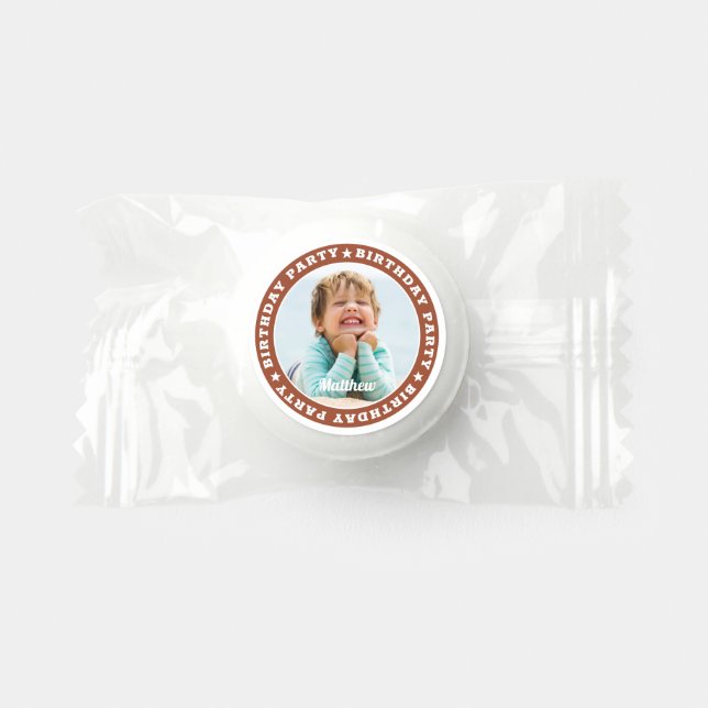Birthday Party Simple Modern Custom Photo Life Saver® Mints (Front)