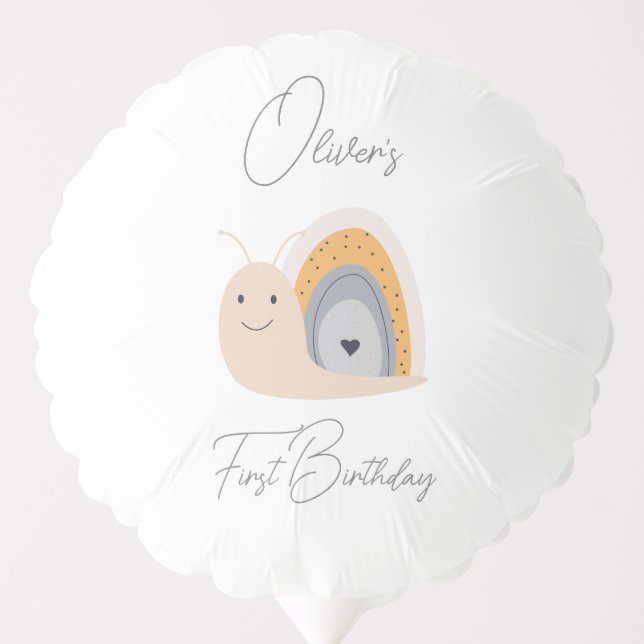 Birthday Party Snail Rainbow Rain Balloon (Front)