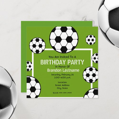 Birthday Party _ Soccer Field  Soccer Balls Invitation