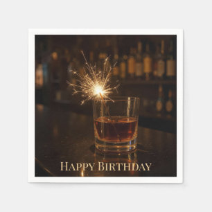 Birthday Party Sparkler In a Glass Of Whiskey Napkins