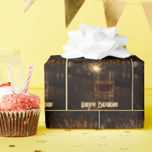 Birthday Party Sparkler In a Glass Of Whiskey Wrapping Paper