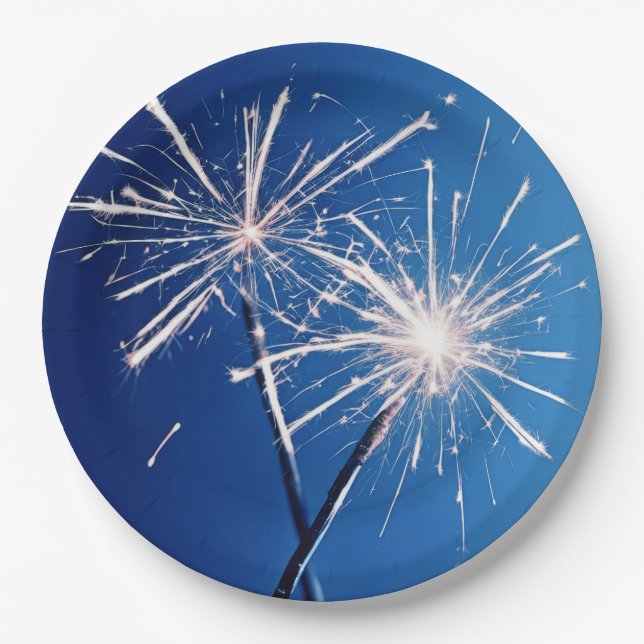 Birthday Party Sparklers Paper Plates (Front)