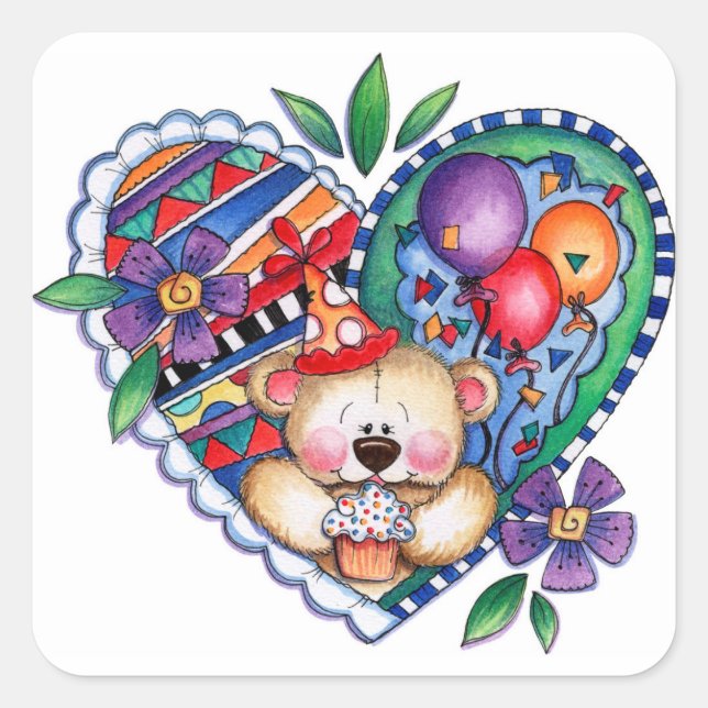 Birthday Party Square Sticker (Front)