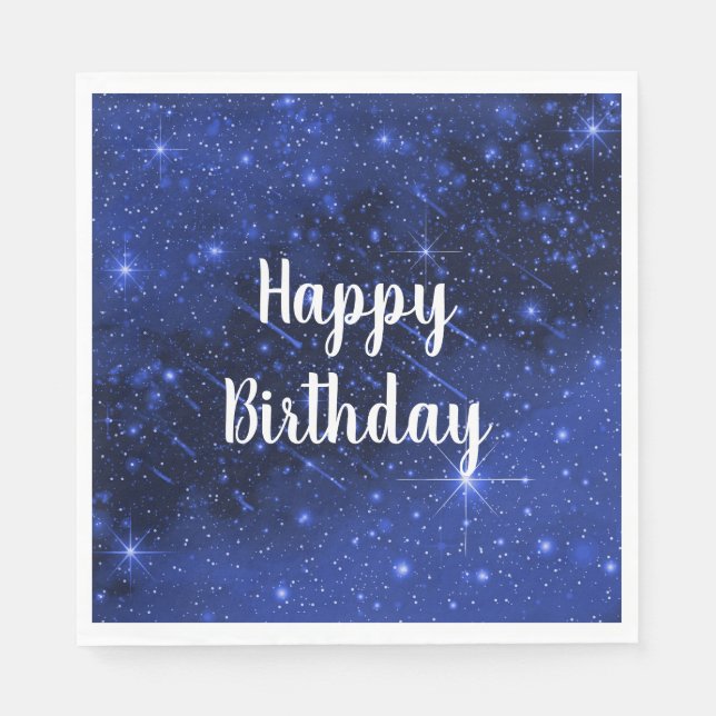 Birthday Party Star Galaxy On Blue  Napkins (Front)