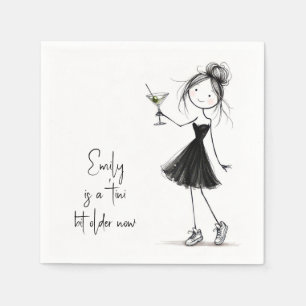 Birthday Party Stick Figure Girl with Martini Napkins