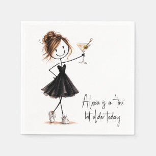 Birthday Party Stick Figure Girl with Martini Napkins