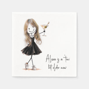 Birthday Party Stick Figure Girl with Martini Napkins