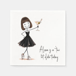 Birthday Party Stick Figure Girl with Martini Napkins