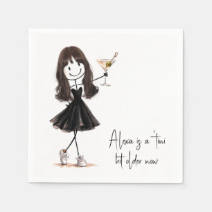 Birthday Party Stick Figure Girl with Martini Napkins