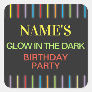 Birthday Party Stickers Glow in the Dark Neon