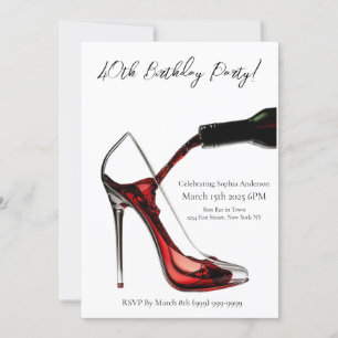 Birthday Party-Stiletto with Wine Invitation