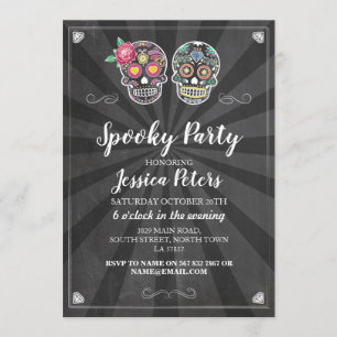 Birthday Party Sugar Skull Halloween Invite