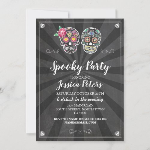 Birthday Party Sugar Skull Halloween Invite