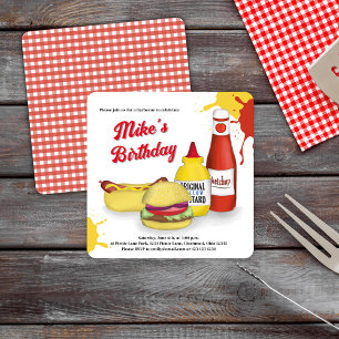Birthday Party Summer BBQ Custom Invitation