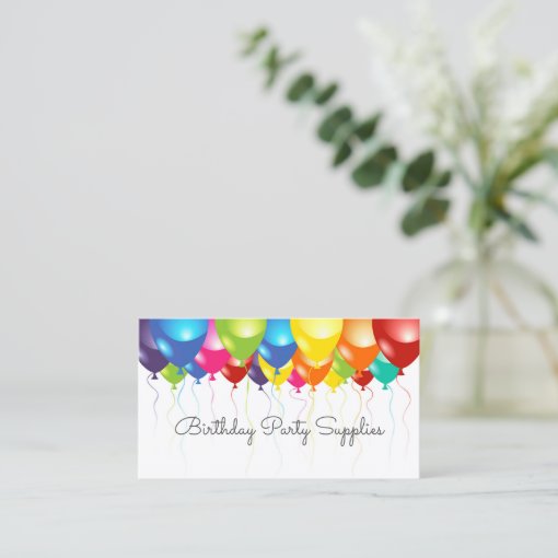 Birthday Party Supplies Balloon Business Card | Zazzle