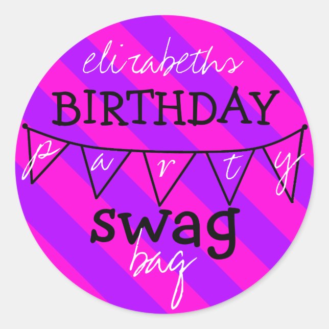 Birthday Party Swag Bag Classic Round Sticker (Front)