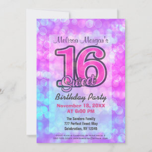 Birthday Party Sweet 16 Invitation