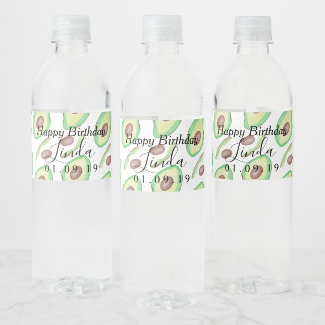 Birthday Party Taco Avocado Water Bottle Label (Bottles)