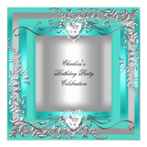 Turquoise And Silver Invitations 1