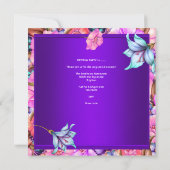 Birthday Party Teal Purple blue Pink Butterfly Invitation (Back)
