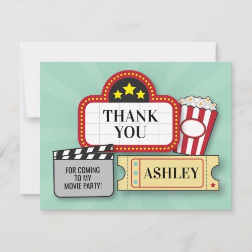 Birthday Party Thank You Movie Film Ticket Popcorn