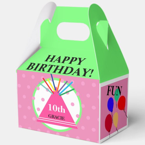 Birthday Party Thank You Pink Green Polka Dots  Favor Boxes