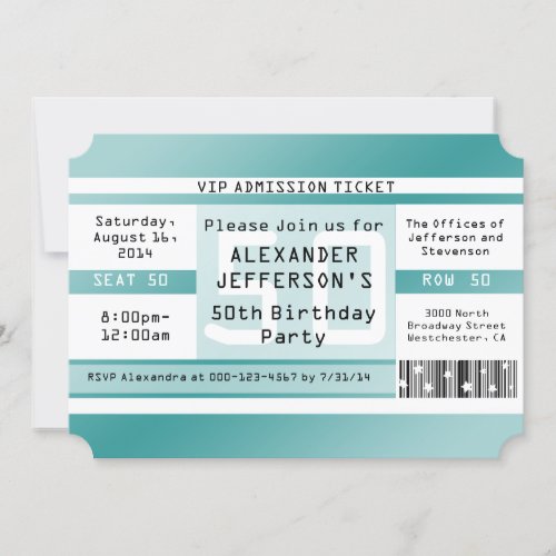 Birthday Party Ticket Invitations, 5x7