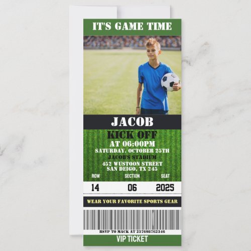 birthday party ticket soccer Football Match Invitation