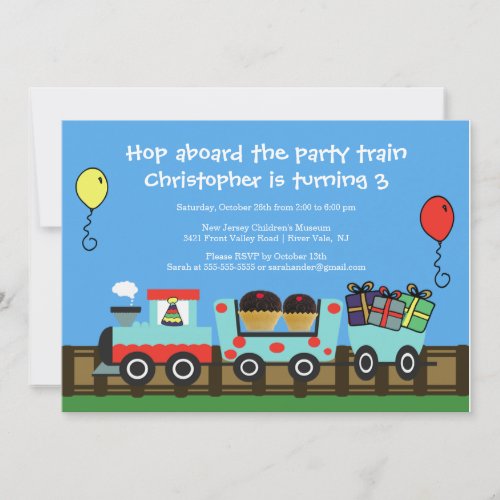Birthday Party Train Birthday Invitation