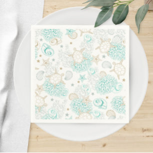 Birthday party turtles, underwater tableware napkins