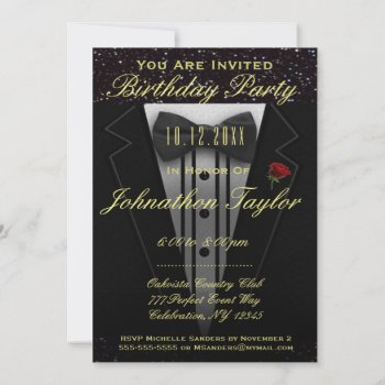 Birthday Party | Tuxedo Invitation by GlitterInvitations at Zazzle