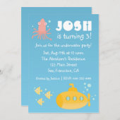 Birthday Party - Underwater theme with submarine Invitation (Front/Back)