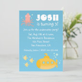 Birthday Party - Underwater theme with submarine Invitation (Standing Front)