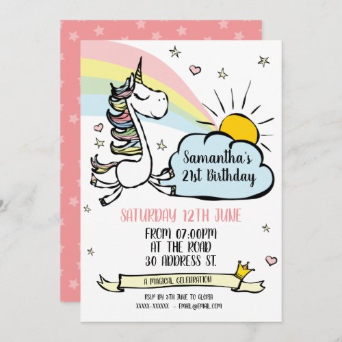 Birthday Party Unicorn Invitation