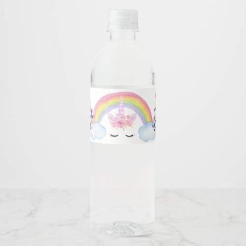 Birthday Party Unicorns Water Bottle Label