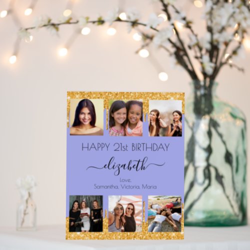 Birthday party violet gold glitter photo friend foam board