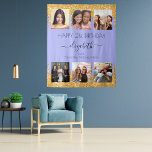 Birthday party violet gold photo best friends tapestry<br><div class="desc">A gift from friends for a woman's 21st (or any age) birthday, celebrating her life with a collage of 6 of your high quality photos of her, her friends, family, interest or pets. Personalize and add her name, age 21 and your names. A modern violet background color. Her name is...</div>