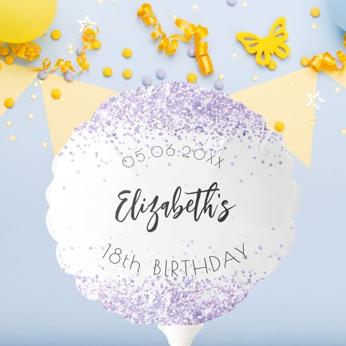 Birthday party violet white sparkles balloon