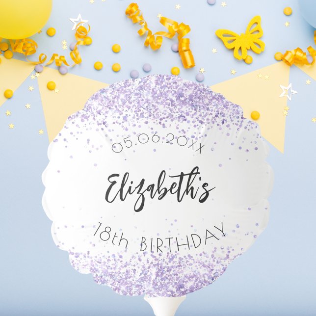 Birthday party violet white sparkles balloon (Creator Uploaded)