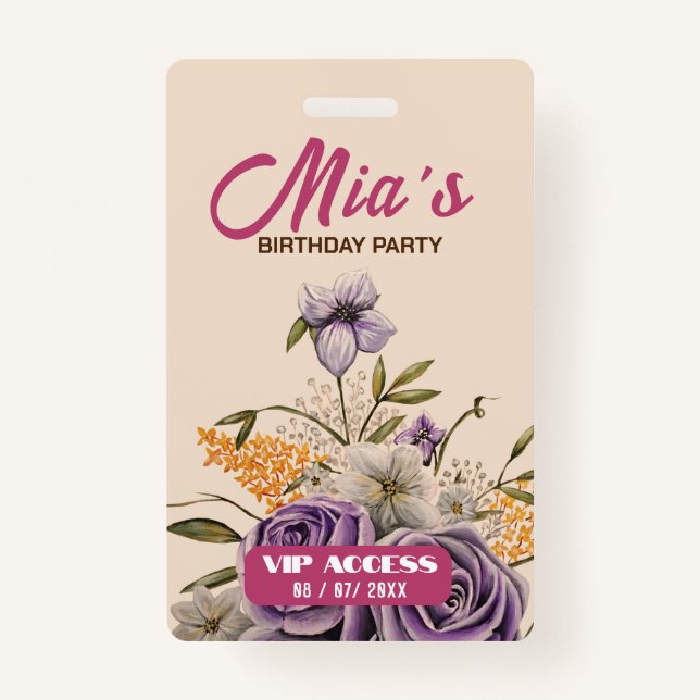 Birthday Party VIP Access Badge (Front)
