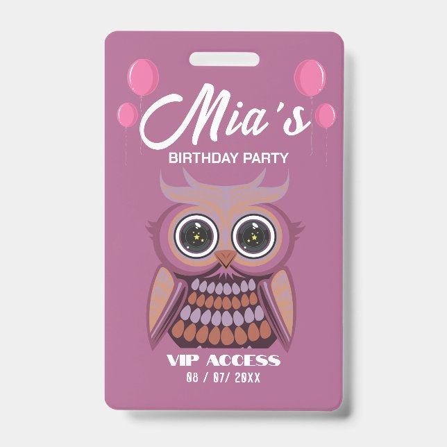 Birthday Party VIP Access Badge (Front)