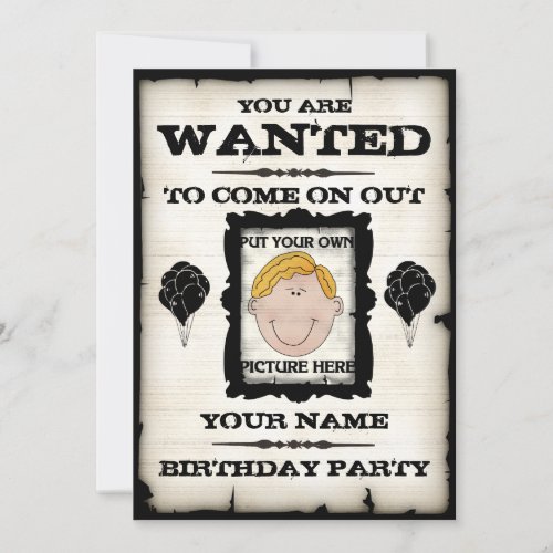 Birthday Party Wanted Invitations